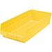 Plastic Shelf Bin Nestable 8-3/8 W x 17-7/8 D x 4 H Yellow Lot of 12