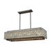 Rosslyn 8-Light Island Light in Weathered Zinc and Matte Silver with Crystal and Metalwork Shade