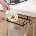 Pjtewawe One SizeTools Cabinet Garbage Rack Kitchen Garbage Bag Hanger Plastic Bag Shelf Bracket Storage Rack Ornament Hooks Black