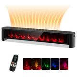 ByEUcuk Baseboard Heater Electric Heater with Control 6 Adjustable 3D Flame Effect 6H Timer Overheat Protection Space Heaters for Indoor Use 1400W Black