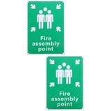 2 PCS Fire Rally Point Sign Emblems Safety Sign Security Signs Emergency Warning Sign Assembly Point Sign