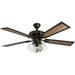 Prominence Home Glenmont 52 Inch Farmhouse LED Ceiling Fan with Light Pull Chain Three Mounting Options Dual Finish Blades Reversible Motor - 40278-01 (Oil-Rubbed Bronze)