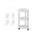 Corner Shelf Plastic Kitchen Bathroom for Triangle 3/4 Tier Storage Rack Rolling Cart with Wheels Slide Out Floor Shelve