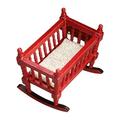 Simulation Cradle Wooden Mini Furniture Adorable Miniature Decor Baby Infant Gift Kids Play Bassinet Crib Child