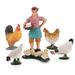 LC JoyCre Realistic Figures 6 PCS Chick Farm Animal Model Set Hen Chicken Rooster Farmer Figurines Party Desktop Decoration Collection Educational Toys Set for Kid Boys Girls 5 6 7 8 Years Old