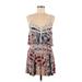 Ecote Casual Dress - A-Line Plunge Sleeveless: Burgundy Dresses - Women's Size 8