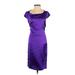 Narciso Rodriguez Casual Dress - Sheath Scoop Neck Short sleeves: Purple Print Dresses - Women's Size 38