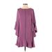 White House Black Market Casual Dress - A-Line Crew Neck 3/4 sleeves: Purple Print Dresses - Women's Size 2