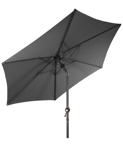 Lex XL Alu Sonnenschirm Ø 2,5 m Kurbelschirm Garten Balkon Terrasse knickbar steingrau : Steingrau Image
