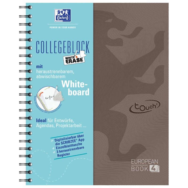 Oxford Touch European Book 4 'Write & Erase', DIN A4+, braun Image