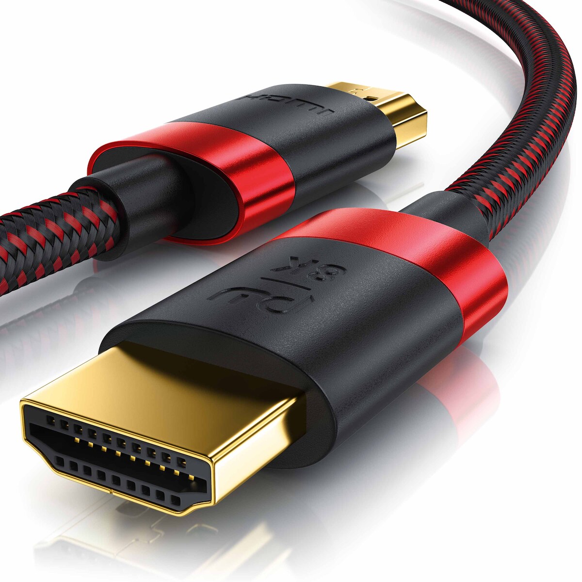 Primewire - 0,25m High Speed 8K HDMI Kabel 2.1 Ethernet ARC 3D 4K Ultra HD 7680x4320 @ 120 Hz PS4 360 TV OLED PC Laptop Beamer Monitor - Schwarz/Rot Image