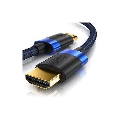 Primewire - 5m High Speed 8K HDMI Kabel 2.1 mit Ethernet ARC 3D 4K Ultra HD 7680x4320 @ 120 Hz PS4 360 TV OLED PC Laptop Beamer Monitor - Schwarz/Blau Image