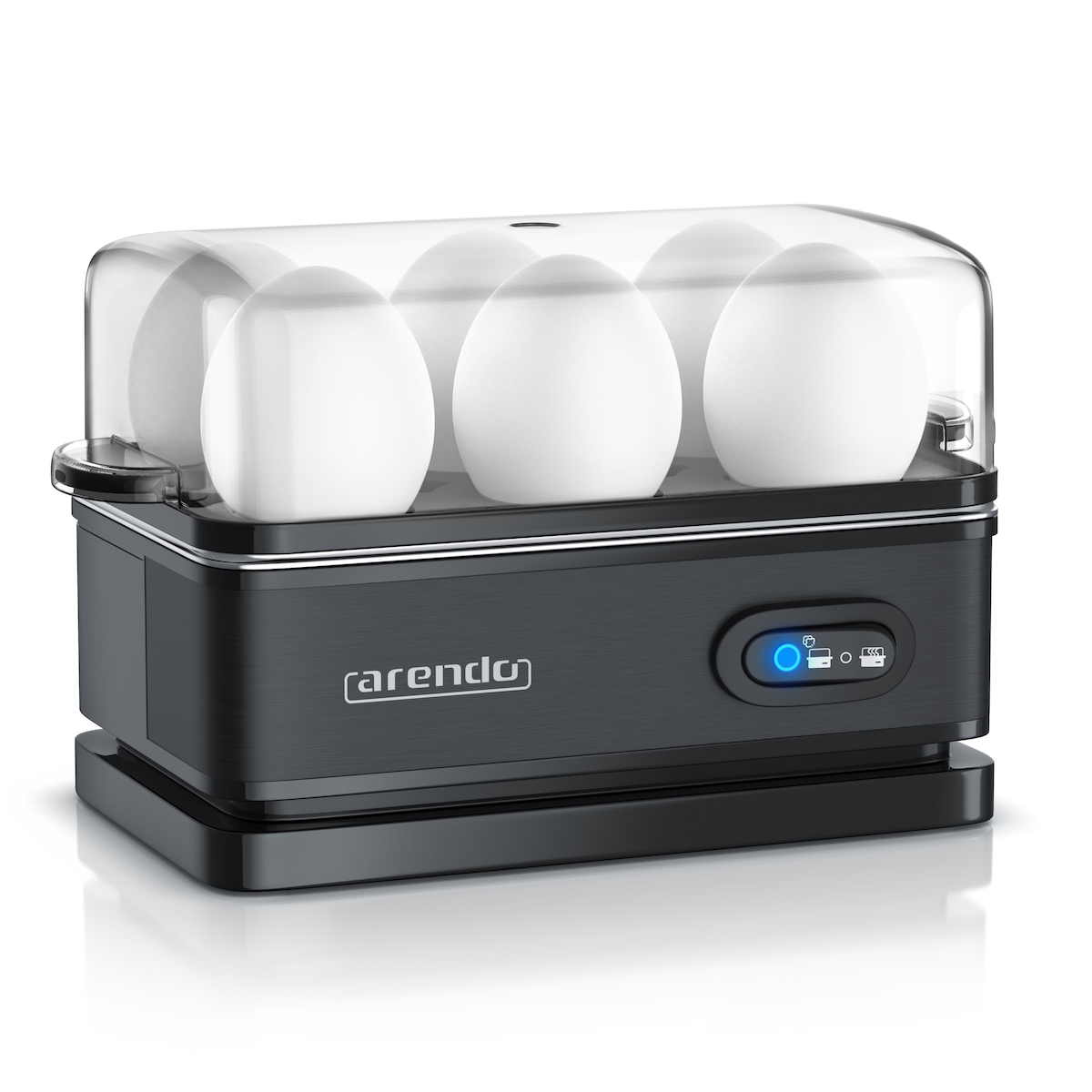 Arendo Eierkocher 6-fach, 400 W, Edelstahl, Warmhaltefunktion, Härtegrad einstellbar, für 6 Eier, schwarz Image