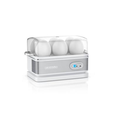 Arendo Eierkocher 6-fach, 400 W, Edelstahl, Warmhaltefunktion, Härtegrad einstellbar, für 6 Eier, weiß