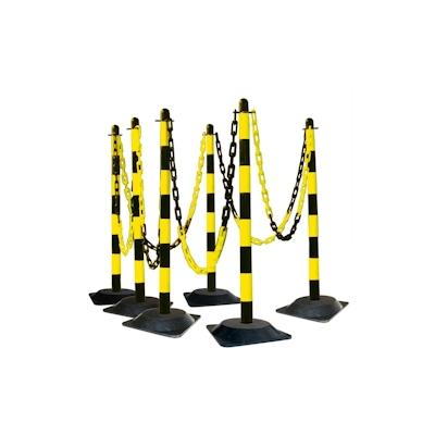 PROREGAL SuperSparSet 6x Ketten-Warnständer mit viereckigem Hartgummifuß | HxØ 87x4cm | Oberteil aus Kunsststoff | Schwarz-Gelb Image