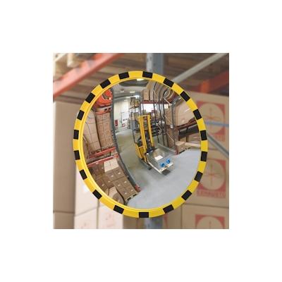 PROREGAL Industriespiegel aus Acrylglas mit Rohrpfostenhalterung | HxB 60x60cm, Ø 60cm | Beobachtungsabstand 4m | Schwarz-Gelb Image
