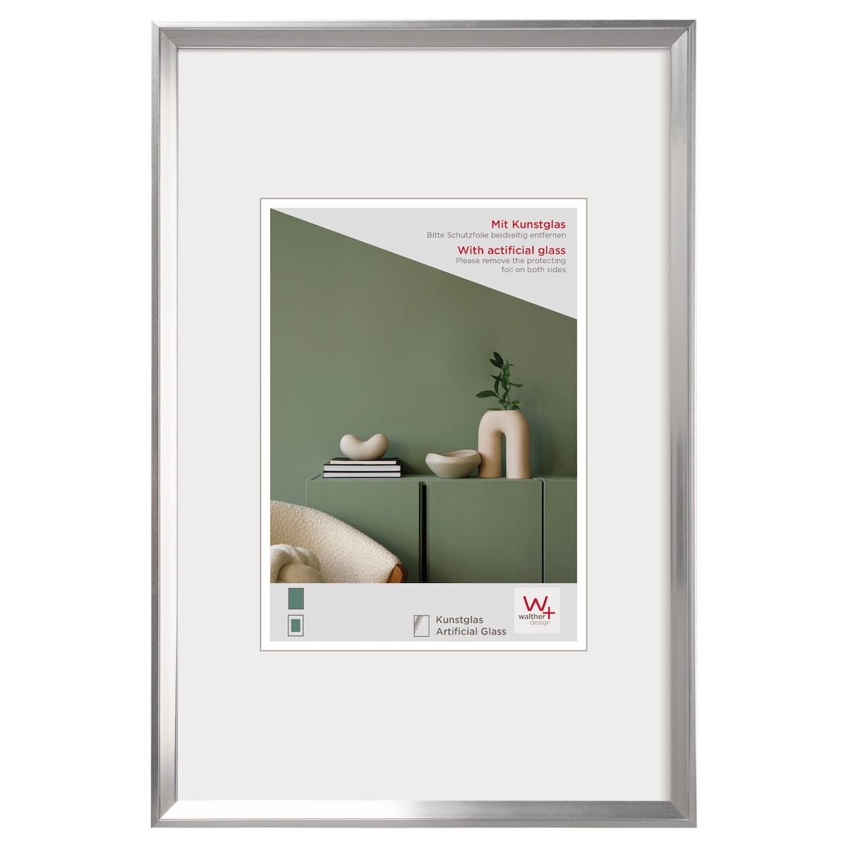 walther + design Desire Kunststoff Bilderrahmen, silber, 30 x 40 cm Image