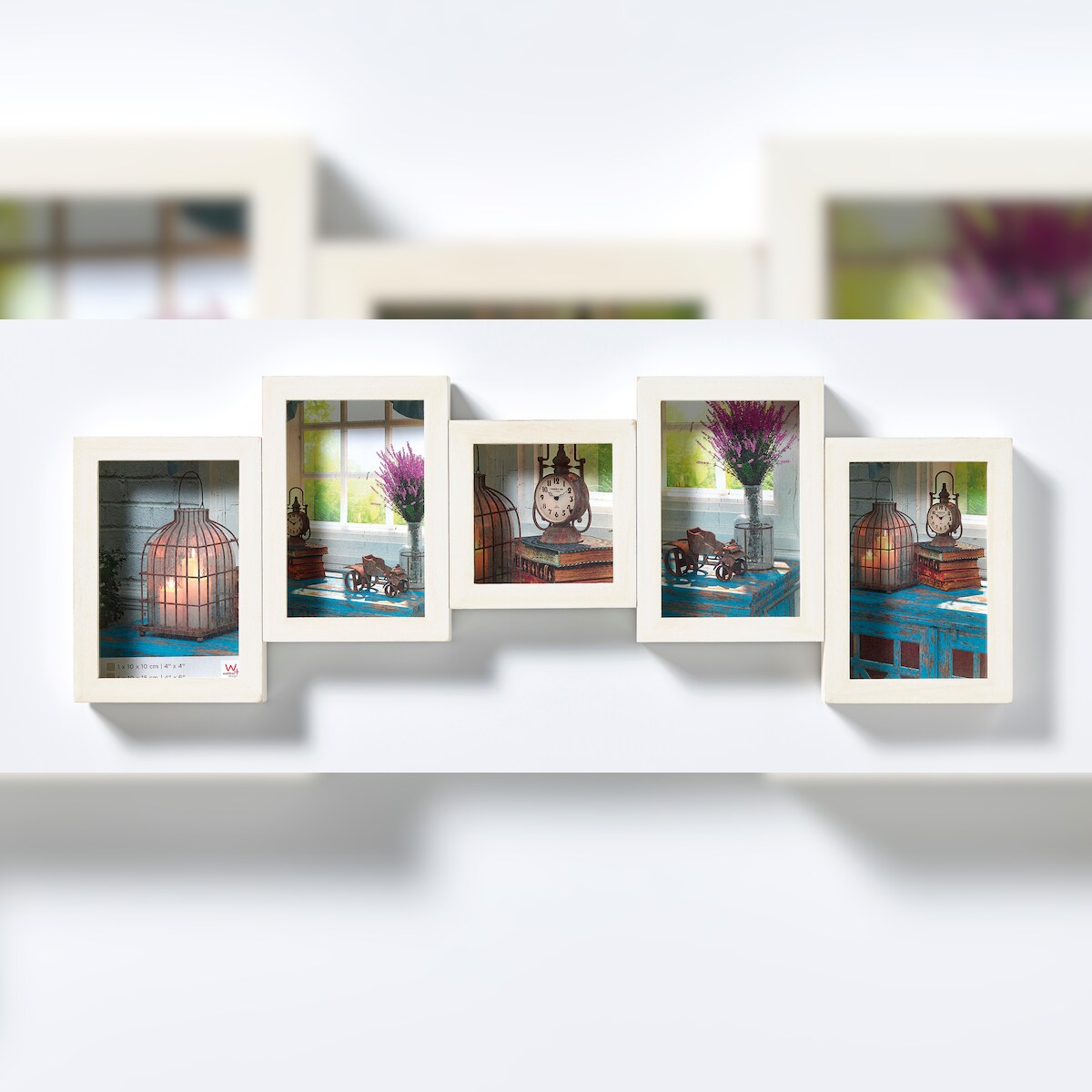 walther + design Rustic Portrait Galerierahmen, weiss, 4X10x15 + 1X10x10 cm Image