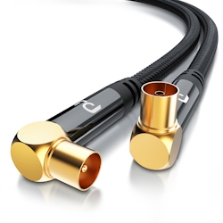 Primewire HDTV Antennenkabel gewinkelt mit Braiding - 2-fach Schirmung - Stoffummantelung - 75 Ohm / 135 dB - 3 m Image
