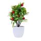 AntiGuyue 2PCS Simulated Green Plants Desktop Ornament Lifelike Luck Tree Red Fruit Decor (Green)