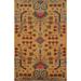 All-Over Orange Oushak Indian Foyer Rug Hand-Knotted Wool Carpet - 3'1"x 5'1"