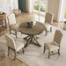 Functional Furniture Retro Style Dining Table Set with Extendable Table and 4 Upholstered Chairs for Dining Room and Living Room