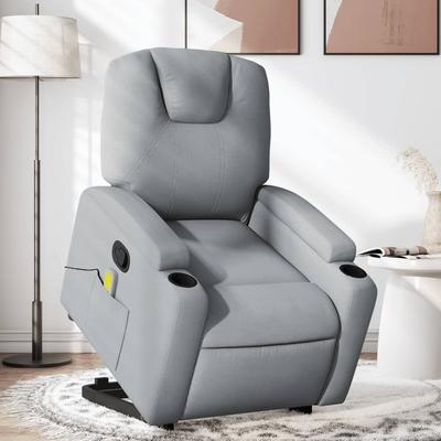 vidaXL Stand up Massage Recliner Chair Light/Dark Gray Fabric