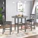 3 Piece Round Counter Height Kitchen Dining Table Set with Drop Leaf Table, One Shelf and 2 Cross Back Padded Chairs Gray