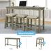 4 Pieces Counter Height Table with Fabric Padded Stools, Rustic Bar Dining Set with Socket