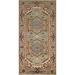 Green Geometric Heriz Serapi Indian Foyer Rug Handmade Wool Carpet - 2'7"x 6'1"