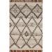 Geometric Moroccan Accent Rug Handmade Beige Wool Carpet - 2'0"x 3'0"