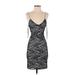 Alice + Olivia Cocktail Dress - Mini Plunge Sleeveless: Black Print Dresses - Women's Size 2