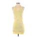 Shein Cocktail Dress - Bodycon Scoop Neck Sleeveless: Yellow Print Dresses - Women's Size Small