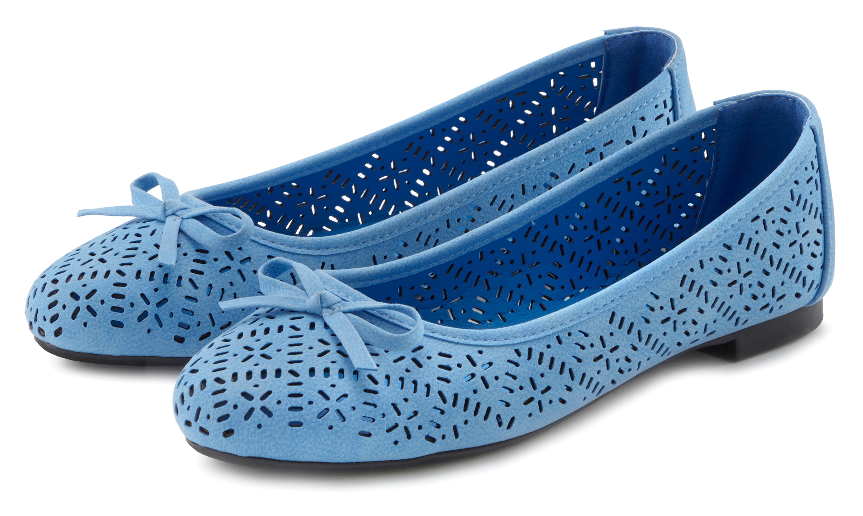 Ballerina LASCANA, Damen, Gr. 37, blau (königsblau), Obermaterial: 100% Lederimitat. Futter: 100% Lederimitat. Decksohle: 100% Lederimitat. Laufsohle: 100% Synthetik, unifarben, Modisch, Schuhe, Freizeitschuh, Slipper, Halbschuh mit kleinen Cut-Outs...
