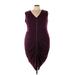City Chic Cocktail Dress - Party V-Neck Sleeveless: Burgundy Print Dresses - Women's Size 22 Plus