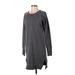 Athleta Casual Dress - Shift Crew Neck Long sleeves: Gray Print Dresses - Women's Size X-Small