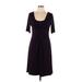 Chaps Casual Dress - A-Line Scoop Neck Short sleeves: Purple Print Dresses - Women's Size Large
