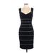 White House Black Market Cocktail Dress - Sheath: Black Stripes Dresses - Women's Size 10
