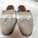 Coach Shoes | Coach Stassi Slide 8.5 Signature Monogram Shoes Mules Flats Tassel Accent White | Color: Cream/Tan | Size: 8.5
