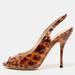 Gucci Shoes | Gucci Two-Tone Animal Print Patent Leather Peep Toe Slingback Pumps | Color: Brown | Size: 37.5