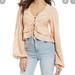 Free People Tops | Free People Samifron Deep V-Neck Button Front Ruffle Blouse Top | Color: Orange/White | Size: S