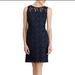 Ralph Lauren Dresses | Lauren Ralph Lauren Women's Melia Scalloped Lace Sheath Dress Navy Blue Size 8 | Color: Blue/Tan | Size: 8