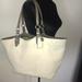 Coach Bags | Coach "Carley" Tote F16174 Ivory Pebbled Leather/Gray Trim Top-Handle Shopper | Color: Gray/White | Size: Os