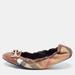 Burberry Shoes | Burberry Brown/Beige Leather And Nova Check Canvas Scrunch Ballet Flats | Color: Brown | Size: 37