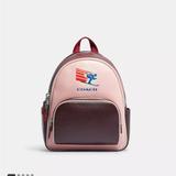 Coach Bags | Coach Mini Court Backpack In Colorblock With Ski Speed Graphic | Color: Pink/Red | Size: Os