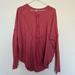 Free People Tops | Free People Women Leo Henley Wild Rose Waffle Knit Tunic Thermal Top Size Xs | Color: Red | Size: Xs