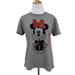 Disney Tops | Disney Minnie Mouse T Shirt Womens Xs Gray Short Sleeve Crew Neck Red Bow Tee | Color: Gray | Size: Xs