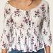 American Eagle Outfitters Tops | 4/$25 American Eagle Floral Smocked Bell Sleeve Flowy Top | Color: Purple/White | Size: M