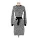 Ann Taylor Casual Dress - Sweater Dress Crew Neck 3/4 sleeves: Black Color Block Dresses - New - Women's Size 2X-Small Petite