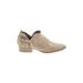 Restricted Shoes Flats: Slip-on Chunky Heel Casual Tan Print Shoes - Women's Size 8 1/2 - Almond Toe